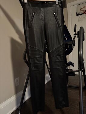 BCBGMaxAzria Black Faux Leather Skinny Moto Pants